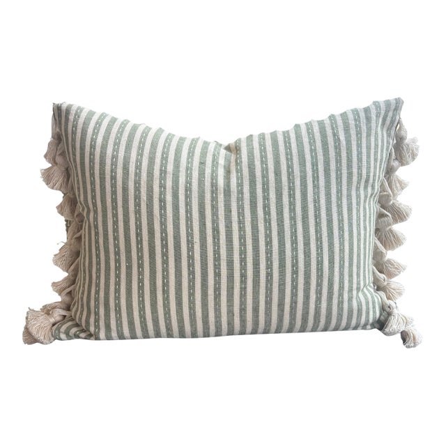 Schumacher Mathis Ticking Stripe Pillow For Sale