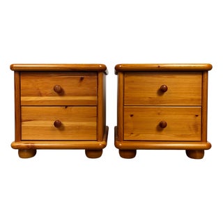 Vintage Scandinavian Pine Nightstands, 1970s, Set of 2 For Sale