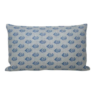 Rajmata Linen Pillow Cover in Mist Indigo, 14x20 Pillow For Sale