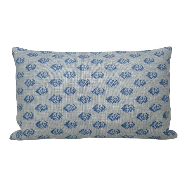 Rajmata Linen Pillow Cover in Mist Indigo, 14x20 Pillow For Sale