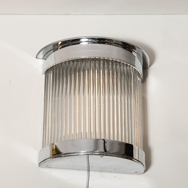 Art Deco Art Deco Style Chrome & Glass Rod Sconces For Sale - Image 3 of 12