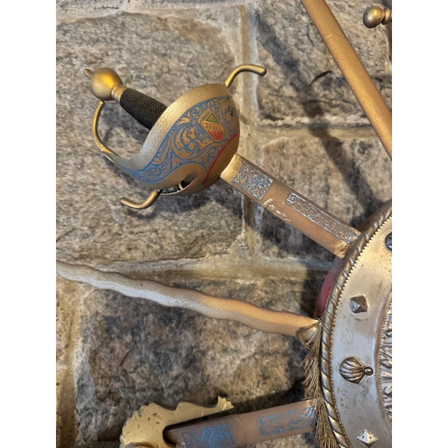 Mid- Century Spanish Toledo Sword & Shield Wall Plaque For Sale - Image 10 of 18