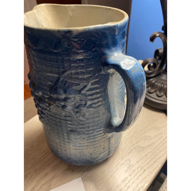 Farmhouse Antique North Star Blue and White Stoneware Pitcher For Sale - Image 3 of 9