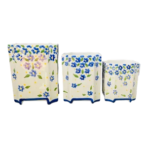 Vintage Numbered Casa Fina Porcelain Footed Planters Hand Painted in Portugal a Set of 3