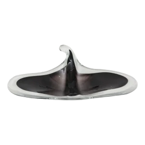 Vintage Swedish Paul Kedev for Flygsfors Stingray Glass Bowl Purple Aubergine White and Clear