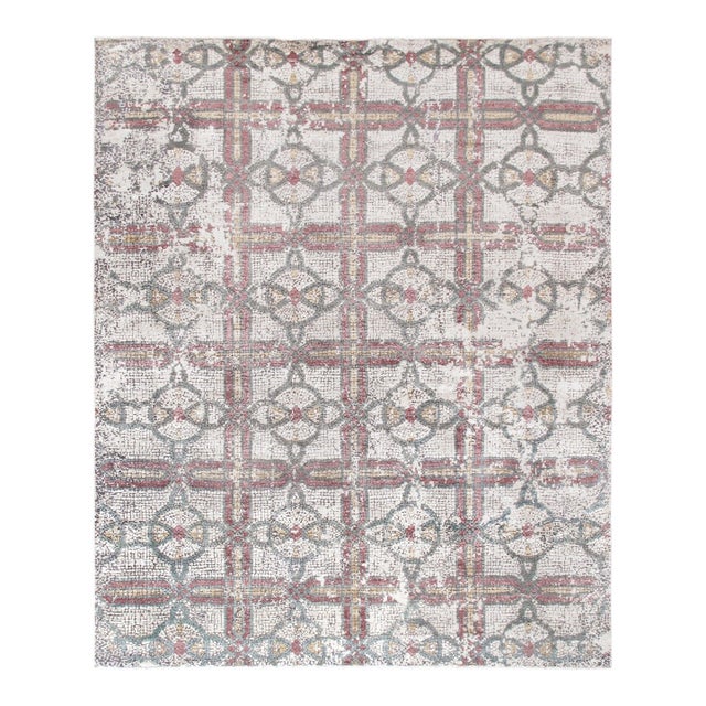 Pasargad Home Gemstone Ivory Silk & Wool Area Rug, 8' 0'' X 9'10'' For Sale