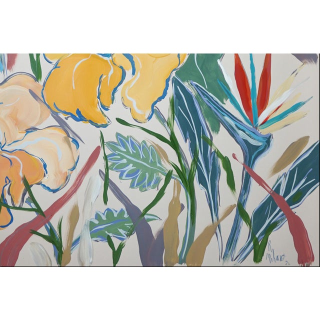 2026, Illustration Style Diptych of Tropical Hibiscus Garden, Botanical Painting on Paper by Romina Milano For Sale - Image 9 of 10