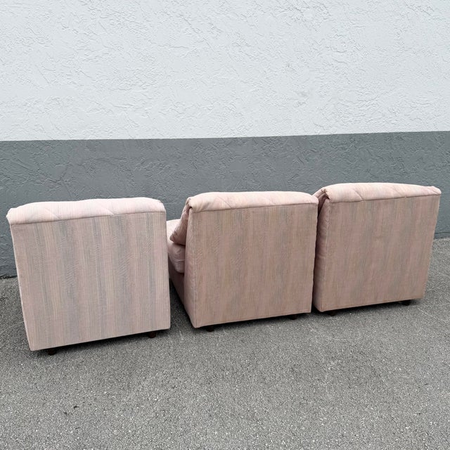1980s Postmodern Pink and Blue and Green Fabric Modular Sofa - 3 Pieces For Sale - Image 5 of 8