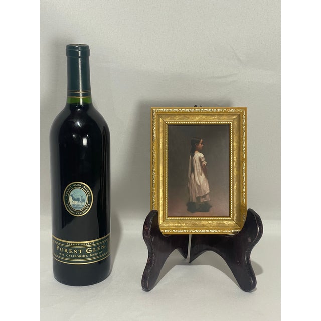 Traditional Miniature Léon Bonnat “Roman Girl at a Fountain” Portrait Print in Gilt Frame For Sale - Image 3 of 10