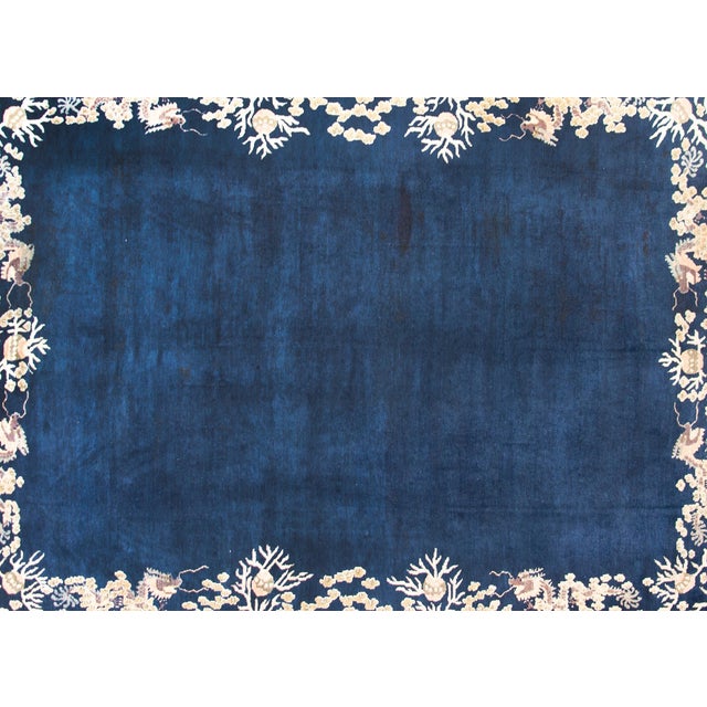 Navy Blue Early 20th Century Chinese Peking Rug For Sale - Image 8 of 15