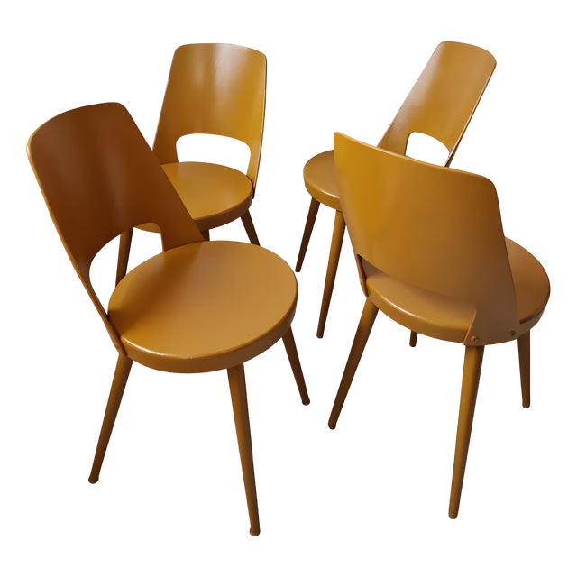 Ochre Mondor Chairs from Baumann, 1960s, Set of 4 For Sale
