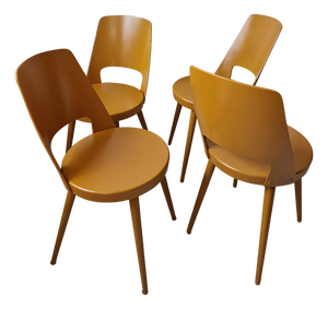Ochre Mondor Chairs from Baumann, 1960s, Set of 4
