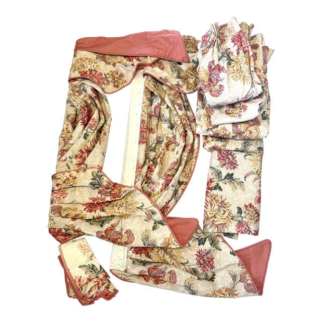 1970s Mid-Century Modern Custom Drapery With Valance- 11 Piecrs For Sale