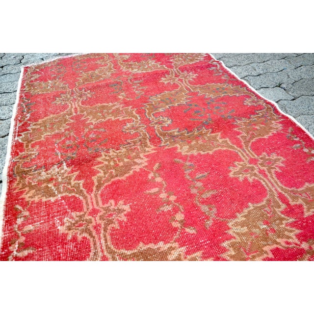 Textile 1960s Vintage Hand-Knotted Red Rug For Sale - Image 7 of 11