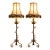 Late 20th Century Hollywood Regency Gilt Tole Vine Lamp Pair With Rose Petal Shades - a Pair For Sale