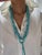 Teal Blue Turquoise Round Fancy Beads Long Tie Unique Tassel Statement Necklace For Sale In Washington DC - Image 6 of 10