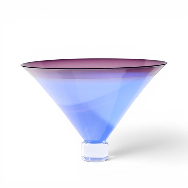 Philip Baldwin & Monica Guggisberg Mid Century Blue Art Glass Vase For Sale - Image 4 of 6