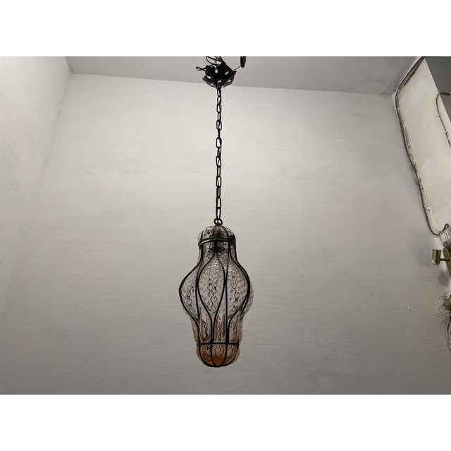 Wrought Iron Pink Light Pendant, 1970s For Sale - Image 6 of 9