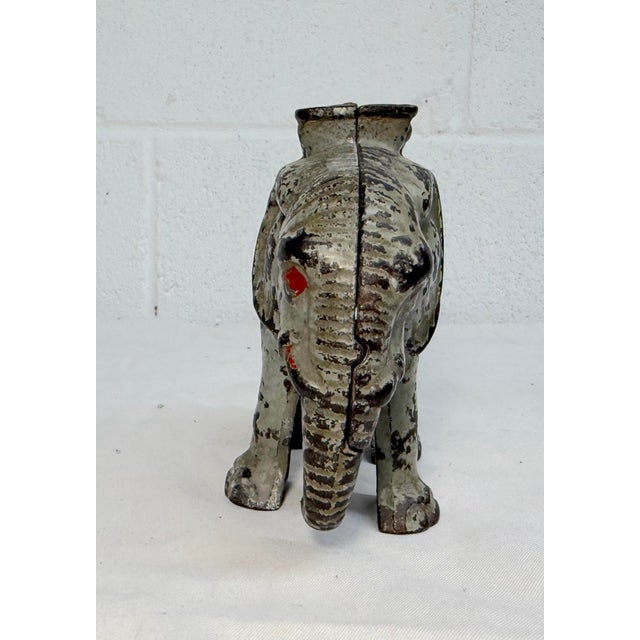 Rare Antique Early 1900 Hand Painted Cast Iron Circus Howdah Elephant Still Bank For Sale - Image 4 of 10