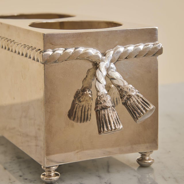 Vintage French Silver Wine Cooler with Tassel Motif For Sale In Chicago - Image 6 of 10