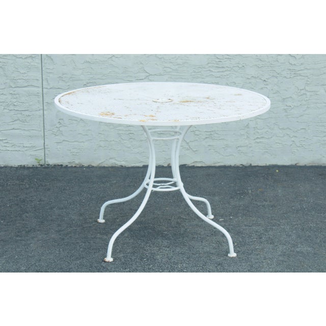 Vintage Wrought Iron Round Patio, Garden Dining Table For Sale - Image 4 of 13