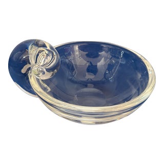 Steuben Vintage Snail Swirl Handle Glass Bowl for Olives, Nuts or Candies For Sale