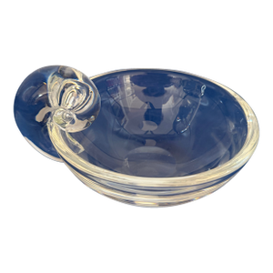 Steuben Vintage Snail Swirl Handle Glass Bowl for Olives, Nuts or Candies