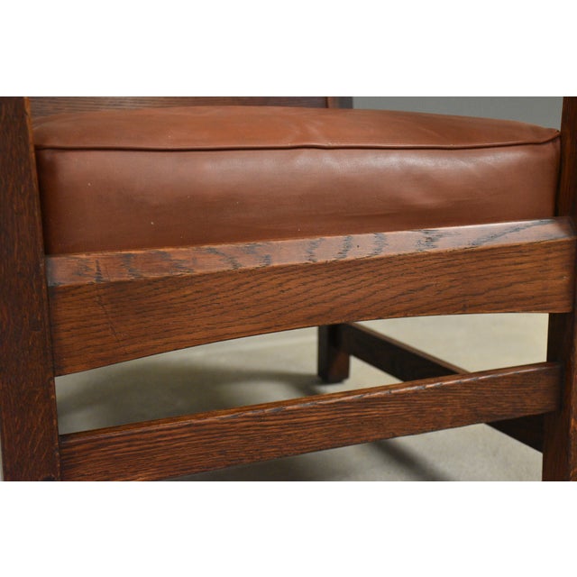 1910s L&jg Stickley Lounge Arm Chair Mission Arts and Crafts For Sale - Image 9 of 10