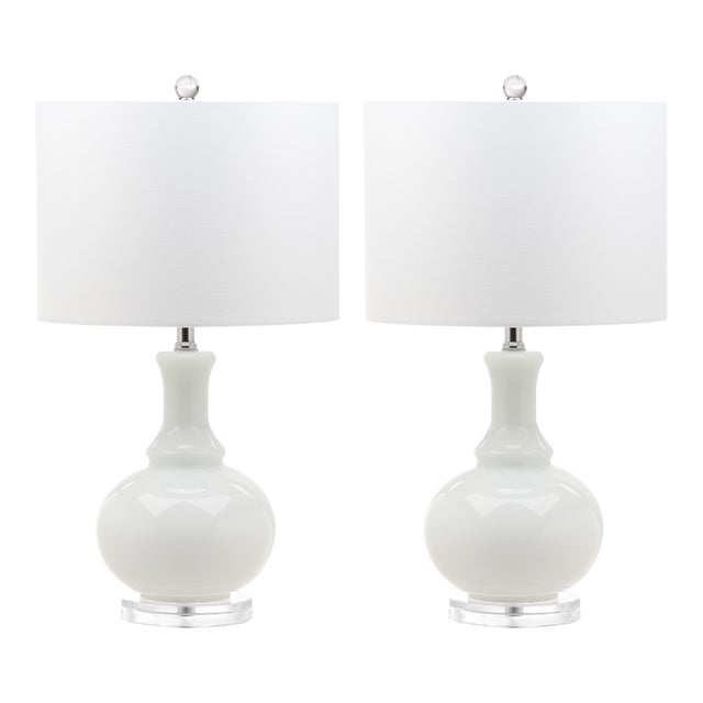 Gourd Table Lamp in Off White - a Pair For Sale
