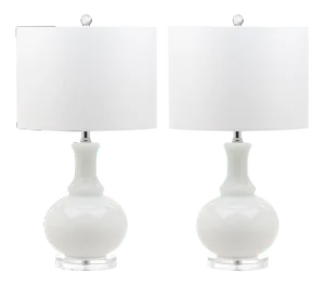 Gourd Table Lamp in Off White - a Pair
