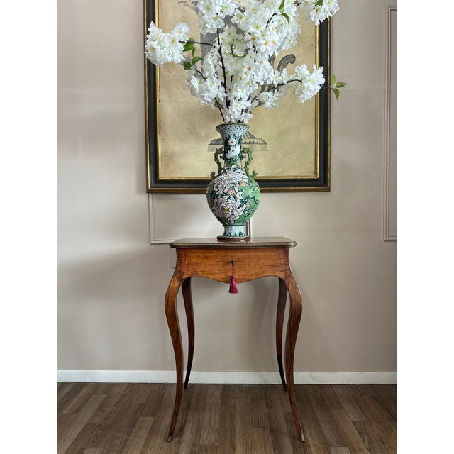 Antique French Inlaid Vanity Table With Mirror For Sale - Image 4 of 9