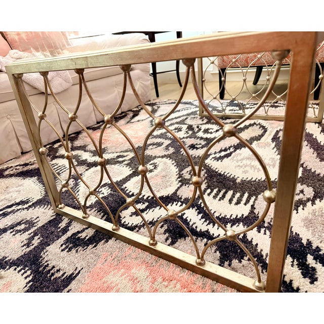 Ethan Allen Ethan Allen Attributed Silver Glass Coffee Table For Sale - Image 4 of 8