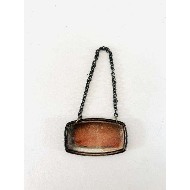Vintage Midcentury Silver Plated Made in England "Rum" Decanter Tag 2"L X 1.25"H