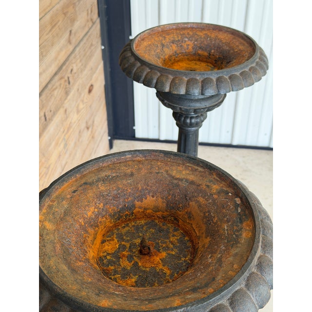 Metal Monumental Antique Cast Iron Figural Neoclassical Griffin Garden Pedestals or Jardinieres, 19th Century-Pair For Sale - Image 7 of 12