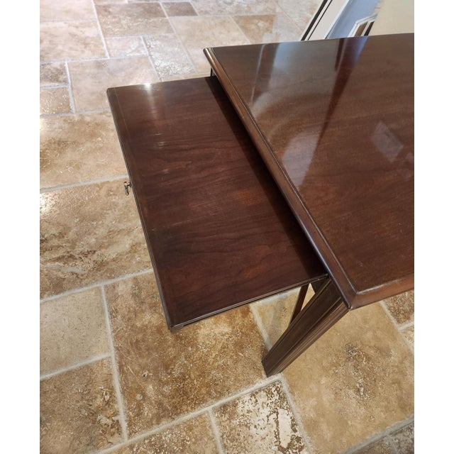 Drexel Drexel Heritage 'Carleton Cherry' Chippendale Large Square End Table With Pull-Out Butler's Tray For Sale - Image 4 of 4
