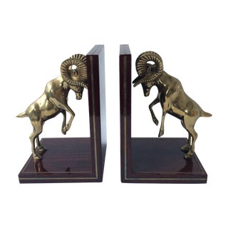 Brass Rams Bookends For Sale