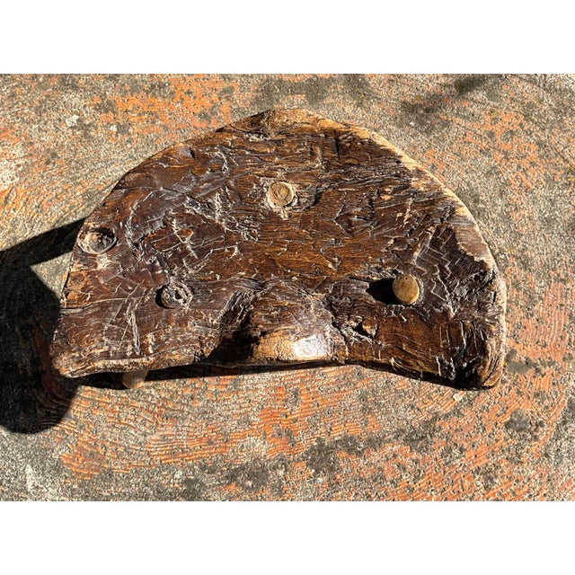 Wabi-Sabi Primitive Sculptural Hand-Carved Wooden Stools, 20th Century, Set of 2 For Sale - Image 4 of 9