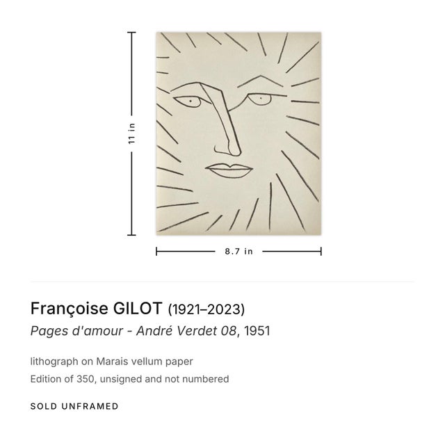 Shabby Chic 1951 Françoise Gilot Pages d'Amour - André Verdet 08 Lithograph For Sale - Image 3 of 3