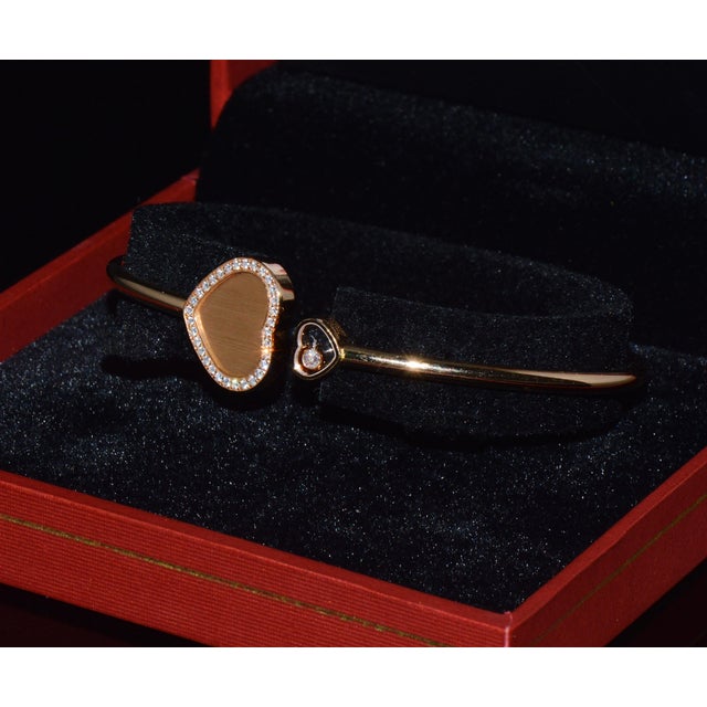Authentic Chopard Happy Hearts James Bond 007 Limited Edition 18k Rose Gold Diamond Bangle Bracelet For Sale - Image 14 of 15