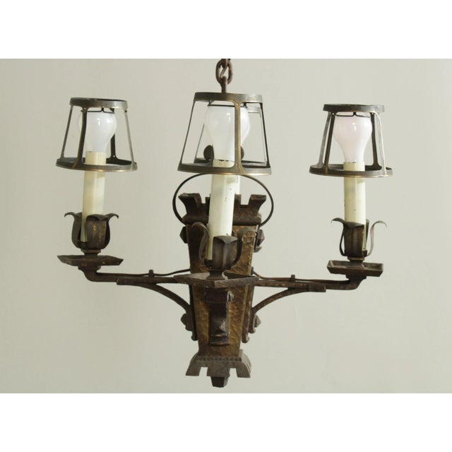 Antique Arts and Crafts 4 Light Chandelier For Sale In Philadelphia - Image 6 of 13