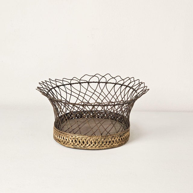 French Country Vintage French Tole/Wire Jardinière, Circa 1950 For Sale - Image 3 of 8