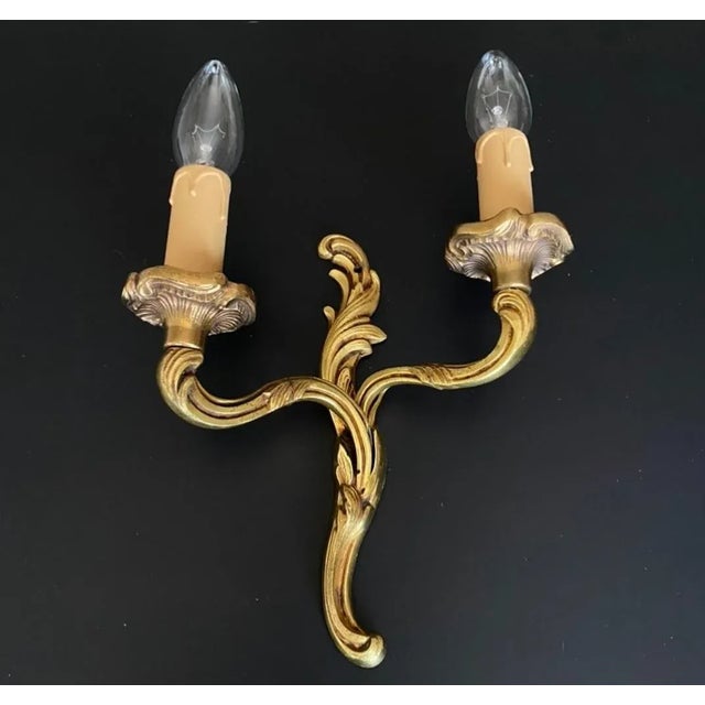 Metal French Bronze Wall Lamps, 1960s, Set of 2 For Sale - Image 7 of 11