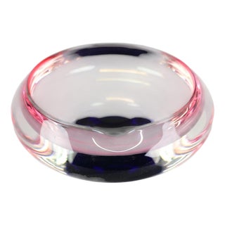 Czech Pink and Blue Sommerso Glass Ashtray from Hospodka, 1960s For Sale