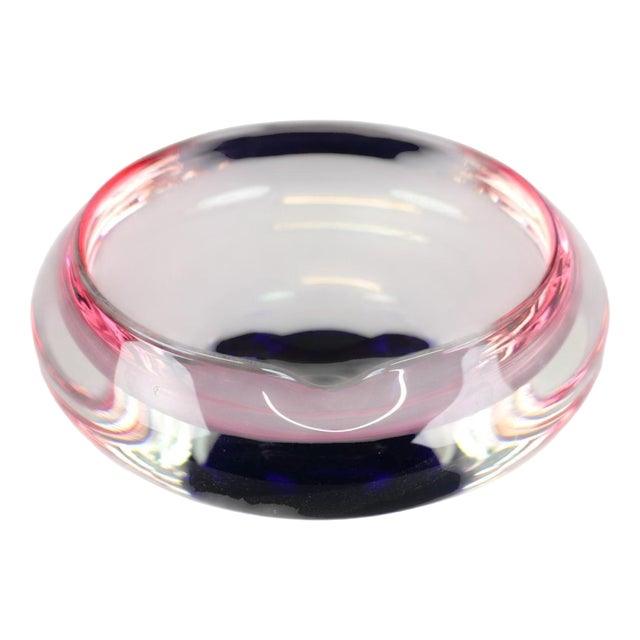 Czech Pink and Blue Sommerso Glass Ashtray from Hospodka, 1960s For Sale