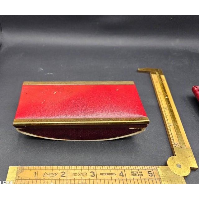 Mid-Century Modern Vintage 1940s Burgundy Leather Desk Accessory Set 4 Pieces For Sale - Image 3 of 8