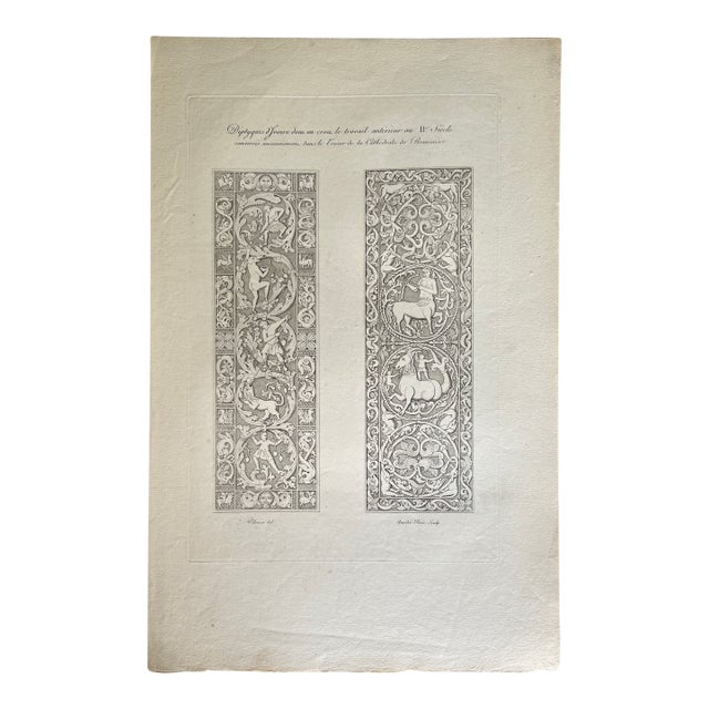 Mid 19th Century Etching Reproduction of Two Cathedral Diptyques by French Artist Nicolas Xavier Willemin For Sale