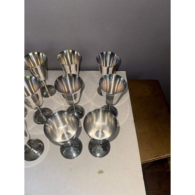 Vintage e.l. De Uberti Dul1 Silverplate Goblets Made in Italy Set of 12 For Sale - Image 11 of 15
