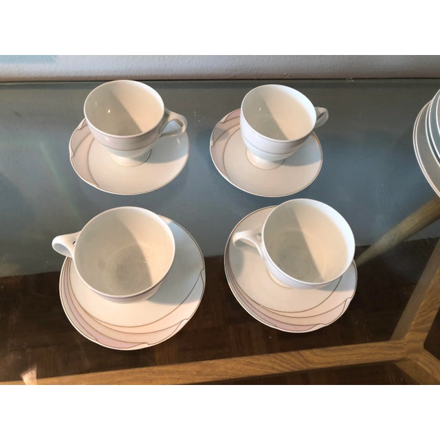 Contemporary 80's en Vogue for Maxim's of France Tea Cups & Saucers- 8 Pieces For Sale - Image 3 of 6