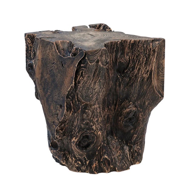 Blackened Burnt Teak Stump Side Table For Sale - Image 4 of 10