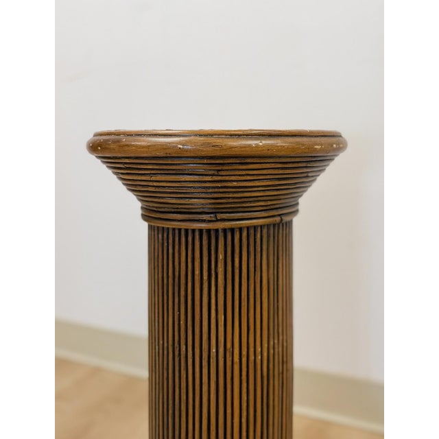 Gabriella Crespi Vintage Pencil Reed Pedestal Gabriella Crespi Style Coastal Boho MCM Decor For Sale - Image 4 of 6